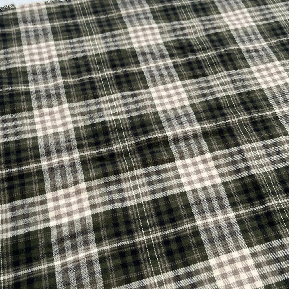 Cozy Green Plaid Scarf Cabincore